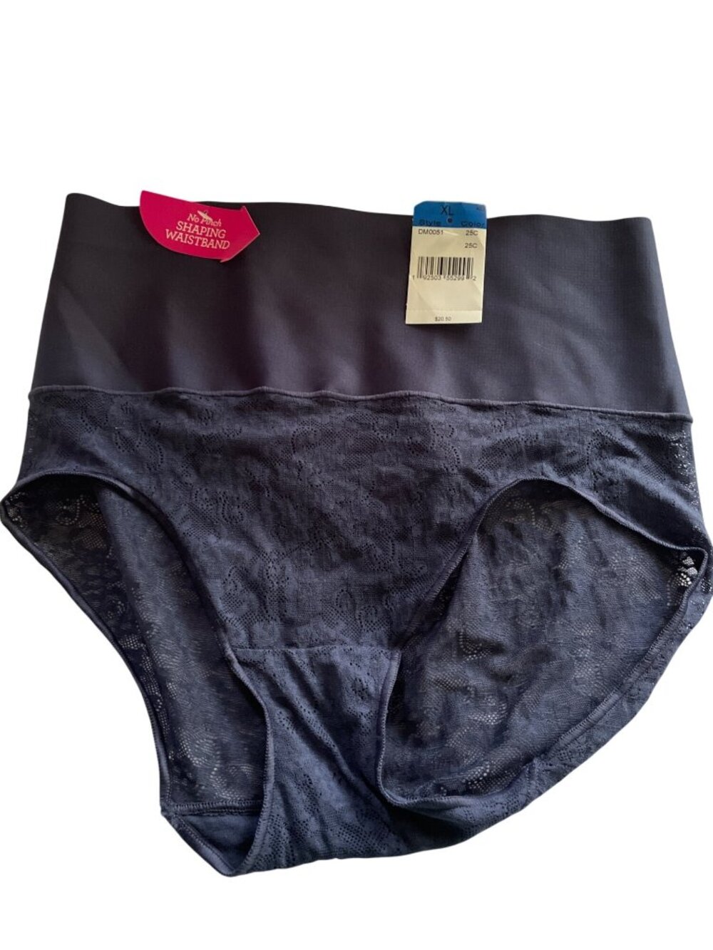 Maidenform Womens XL Shapewear Briefs Lace Navy Blue No Pinch Waistband